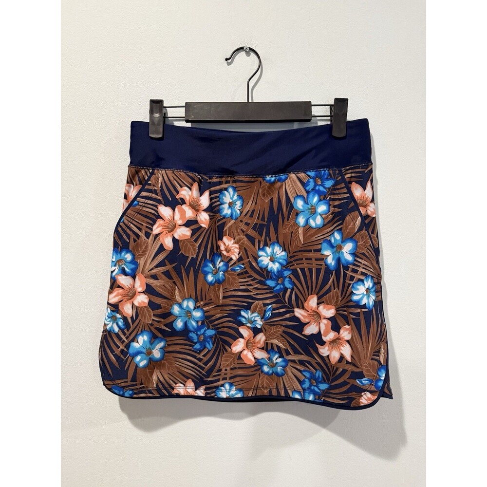 Lands End Active Swim Skirt Womens 2 Quick Dry Tropical Pockets Travel Stretch